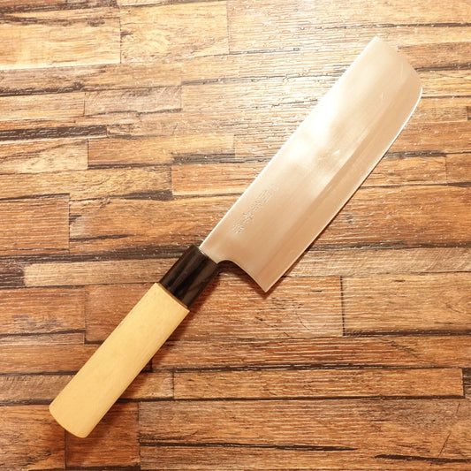 Sekimunekage Nakiri Knife, Sharpened, Double Bevel, Stainless Steel, Near Unused, 160mm