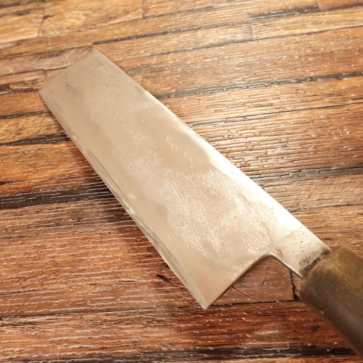 Fusachika Nakiri Knife, Sharpened, Water Buffalo Handle, Nashiji Finish, Double Bevel, Hagane, 165mm