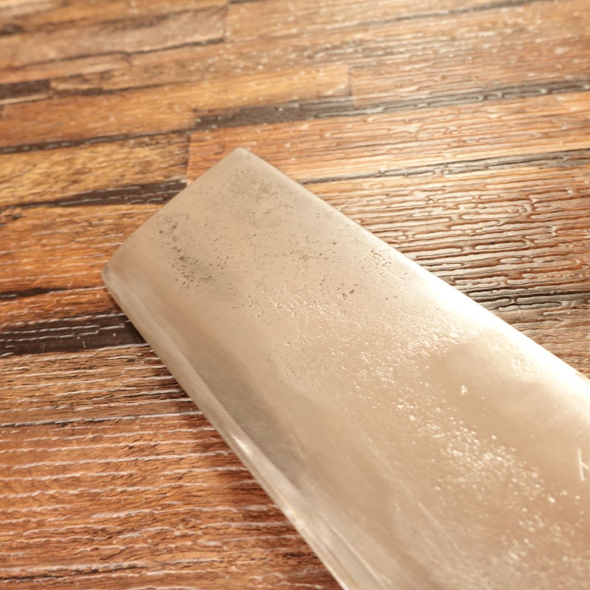 Fusachika Nakiri Knife, Sharpened, Water Buffalo Handle, Nashiji Finish, Double Bevel, Hagane, 165mm