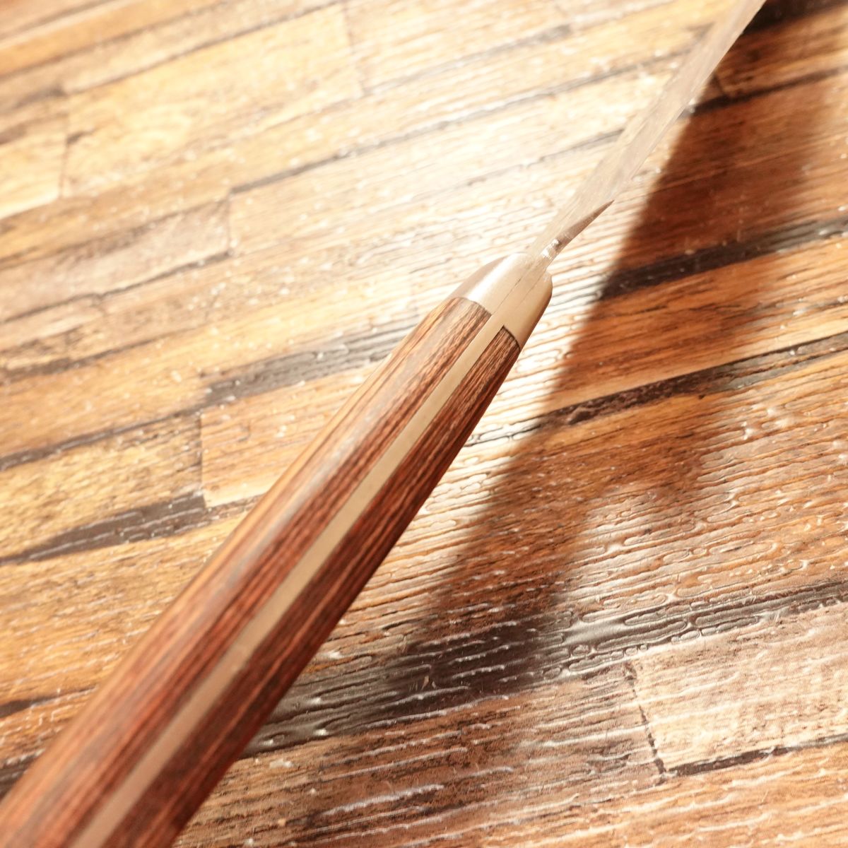 Kikusue Petty Knife, Sharpened, Fruit Knife, Damascus 17-Layer, Hammer Pattern, Mahogany Handle, Nearly Unused, 140mm