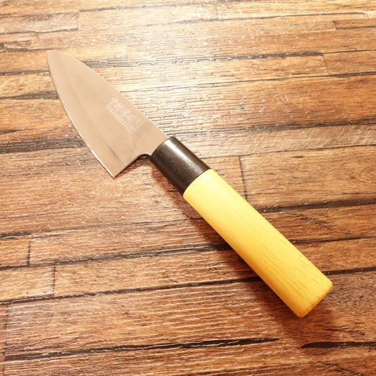 Nakamura Komei Aji-Kiri Knife, Sharpened, Small Deba Knife, Stainless Steel, 105mm