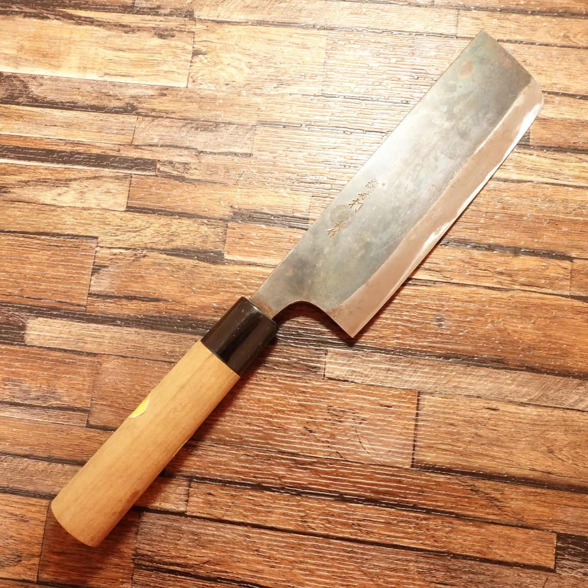 Jinsaku Nakiri Knife, Sharpened, Kuro-Uchi, Pure Hand-Forged, With Seal, Nearly Unused, 160mm