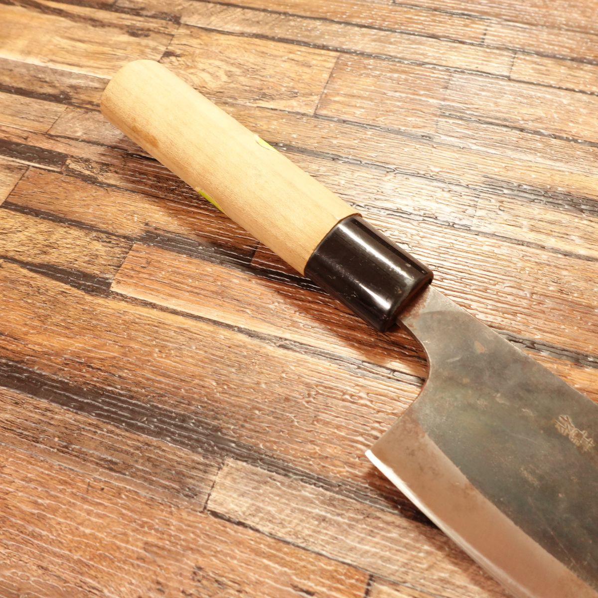 Jinsaku Nakiri Knife, Sharpened, Kuro-Uchi, Pure Hand-Forged, With Seal, Nearly Unused, 160mm
