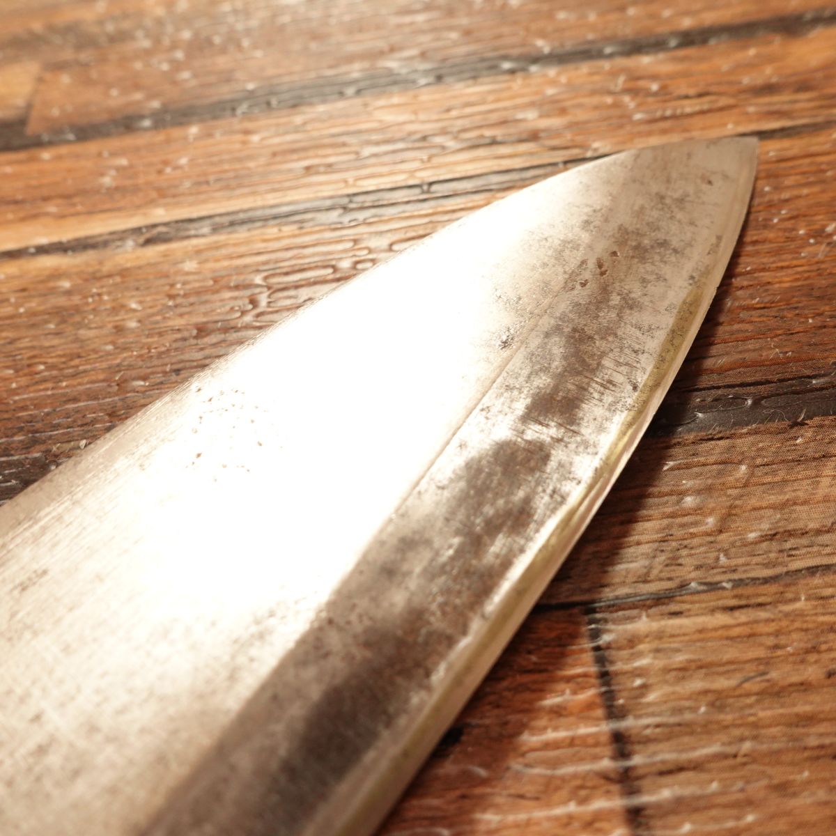 Kikusue Deba Knife, Sharpened, White Water Buffalo Handle, Funayuki, Hagane, Single Bevel, 155mm