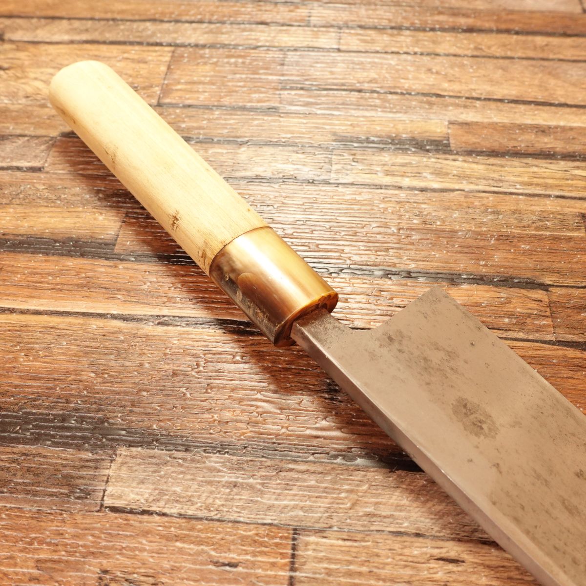 Kikusue Deba Knife, Sharpened, White Water Buffalo Handle, Funayuki, Hagane, Single Bevel, 155mm