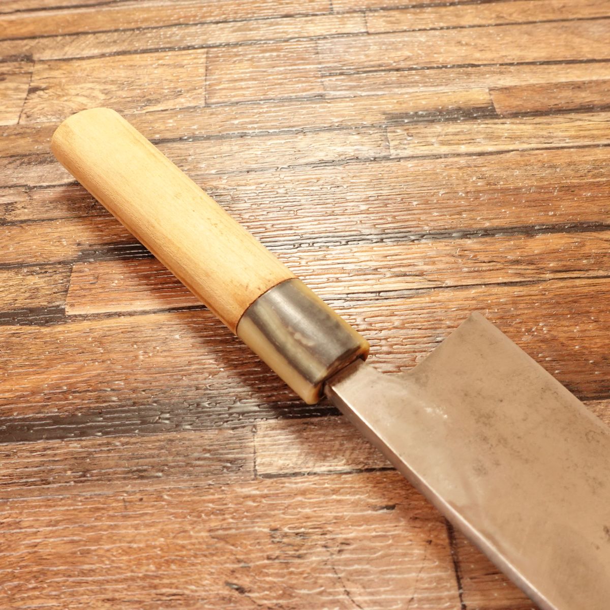 Yoshimori Deba Knife, Sharpened, White Water Buffalo Handle, Yoshimori Work, Hagane, Single Bevel, 155mm