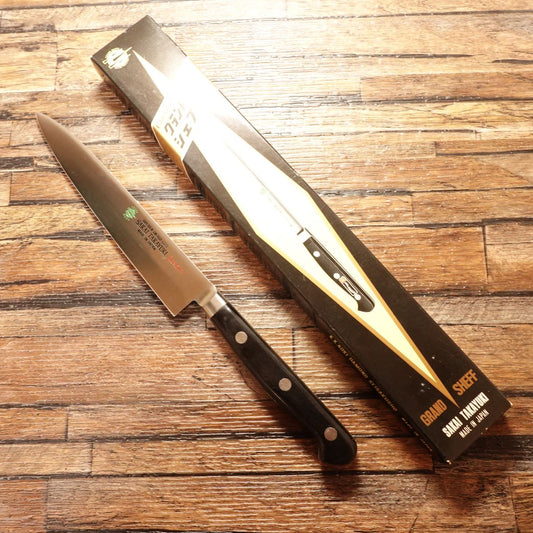 Sakai Takayuki Petty / Grand Chef Knife, Sharpened, Fruit Knife, Uddeholm Steel, Boxed, Unused Storage, 150 mm