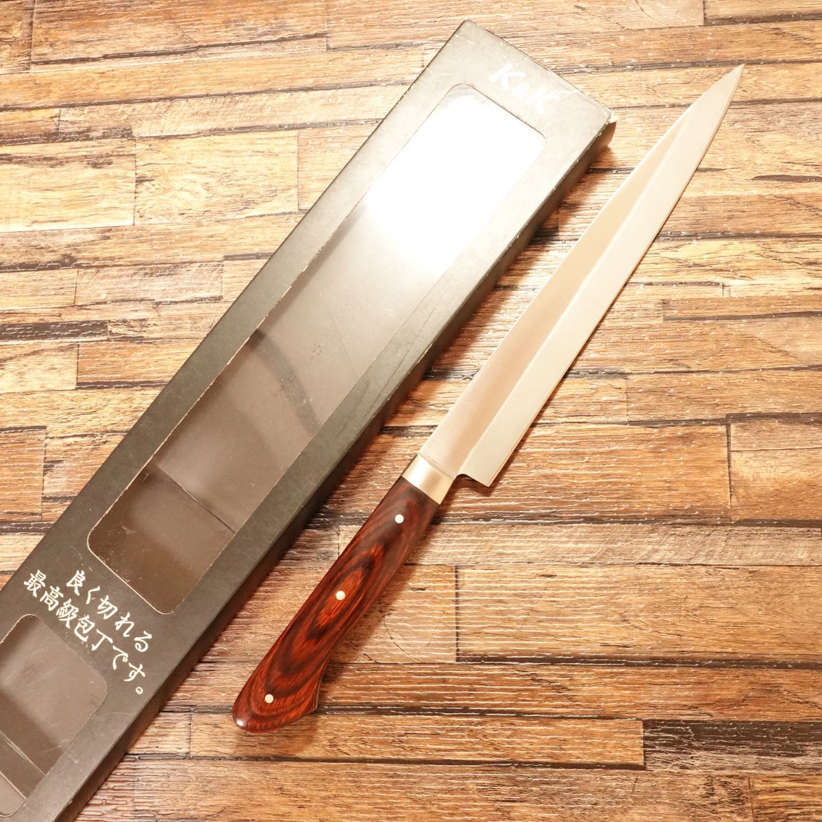 K&K Yanagiba Knife, Stainless Steel, Sashimi Knife, Unused, Boxed, 205mm