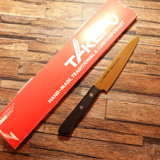 CERACOOK Petty Knife, Gold, Fruit Knife, Titanium Coating, Sekisui Chemical, Boxed, Unused, 125mm