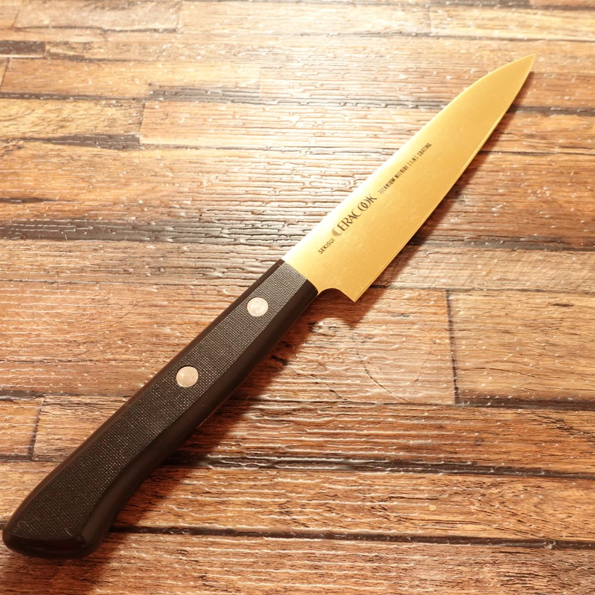 CERACOOK Petty Knife, Gold, Fruit Knife, Titanium Coating, Sekisui Chemical, Boxed, Unused, 125mm