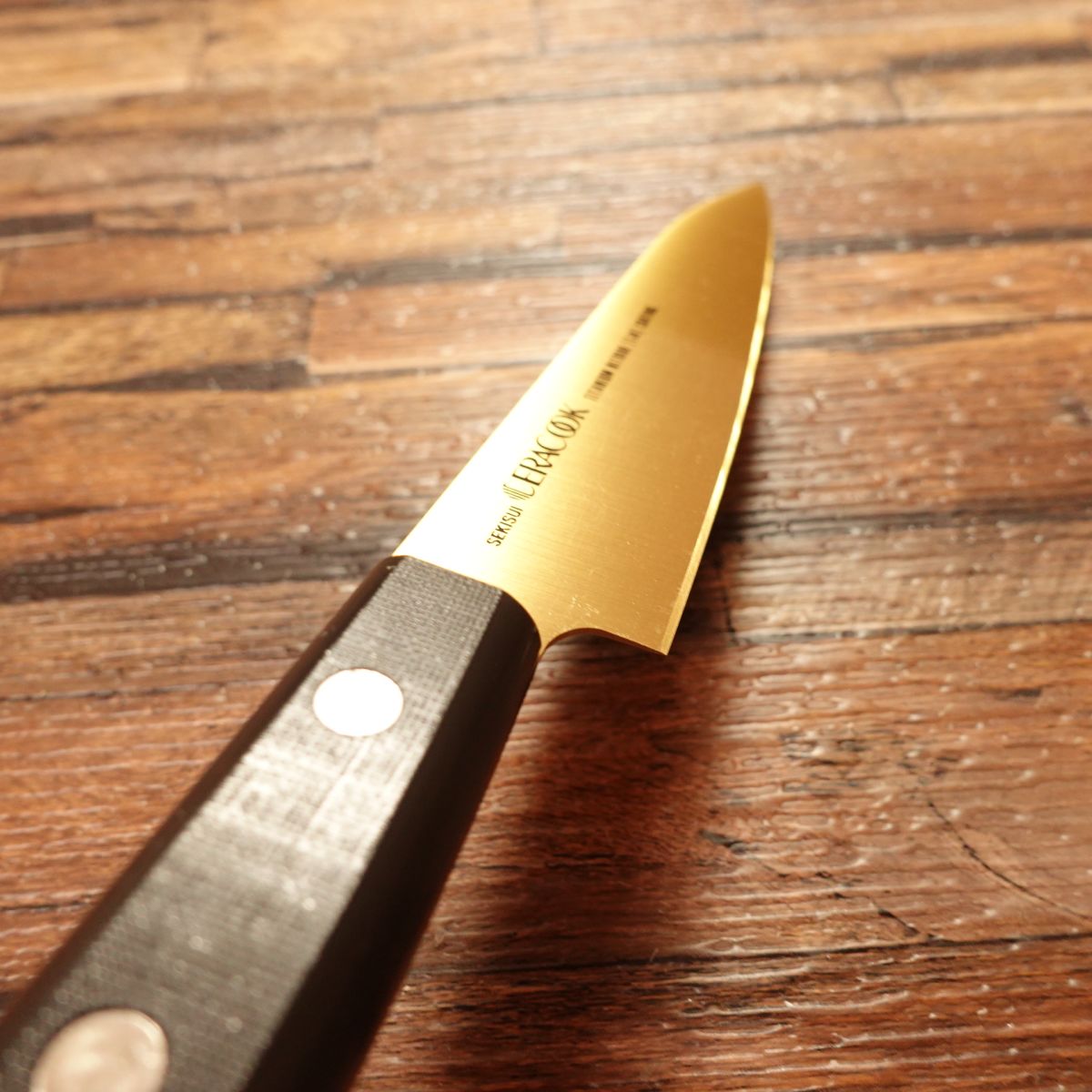 CERACOOK Petty Knife, Gold, Fruit Knife, Titanium Coating, Sekisui Chemical, Boxed, Unused, 125mm