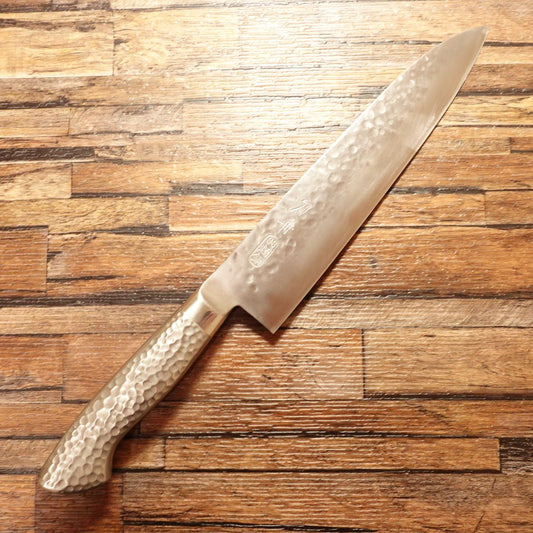 Toshu Gyuto (Chef’s) Knife, Sharpened, All‑Purpose, Hammer Pattern SS “Super Steel,” Light Use, 210 mm