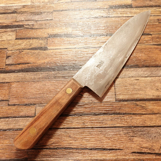 Fujiwara Teruyasu Santoku Knife, Sharpened, All-Purpose Knife, Teruyasu, Nashiji Finish, Shirogami #1 Steel, 180mm
