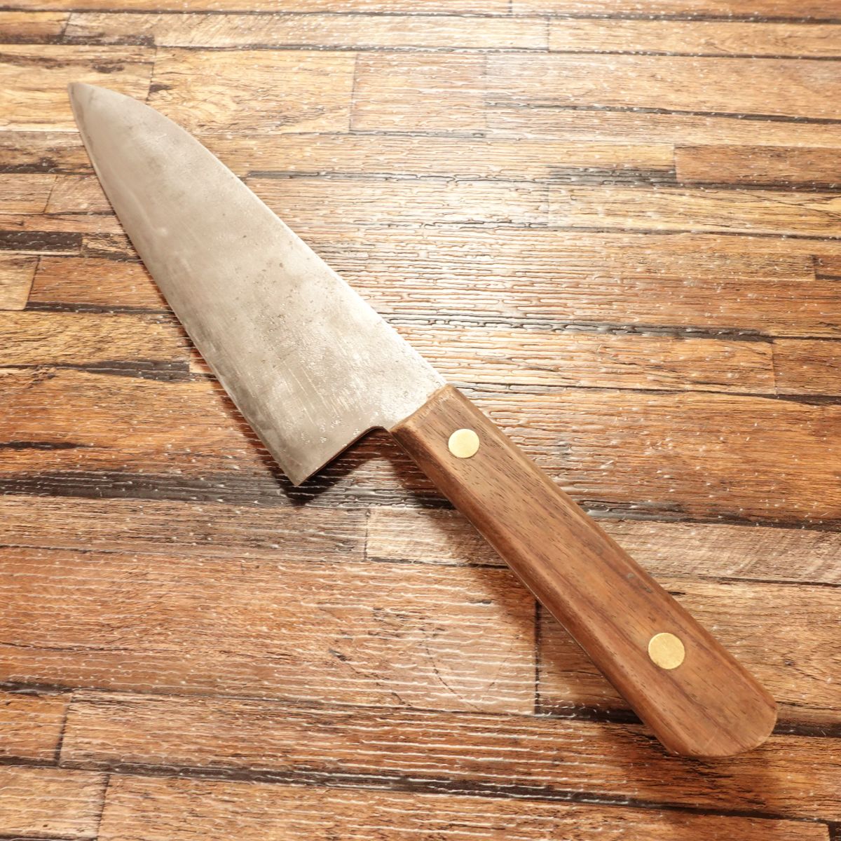 Fujiwara Teruyasu Santoku Knife, Sharpened, All-Purpose Knife, Teruyasu, Nashiji Finish, Shirogami #1 Steel, 180mm