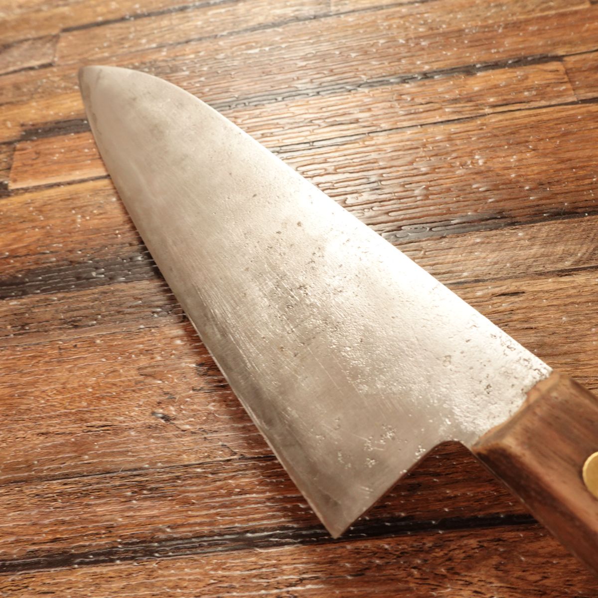 Fujiwara Teruyasu Santoku Knife, Sharpened, All-Purpose Knife, Teruyasu, Nashiji Finish, Shirogami #1 Steel, 180mm
