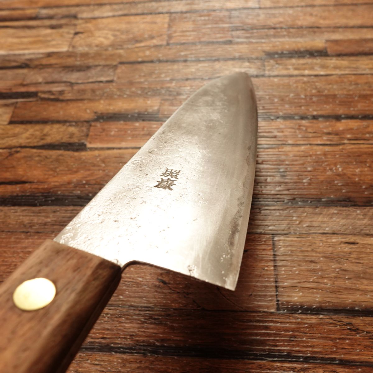 Fujiwara Teruyasu Santoku Knife, Sharpened, All-Purpose Knife, Teruyasu, Nashiji Finish, Shirogami #1 Steel, 180mm