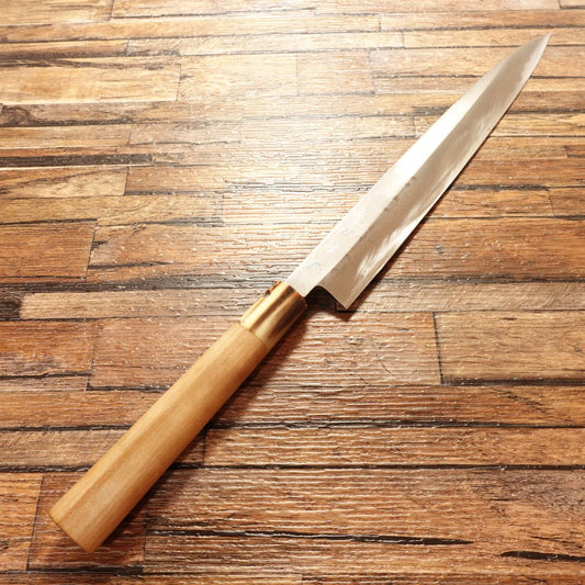 Sakai Toji Fugu-Hiki Knife, Sharpened, White Water Buffalo Handle, Made by Iwakuni, Thin Sashimi Knife, For Fugu and Tessa, 245mm