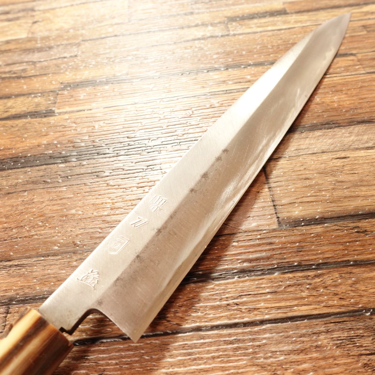 Sakai Toji Fugu-Hiki Knife, Sharpened, White Water Buffalo Handle, Made by Iwakuni, Thin Sashimi Knife, For Fugu and Tessa, 245mm