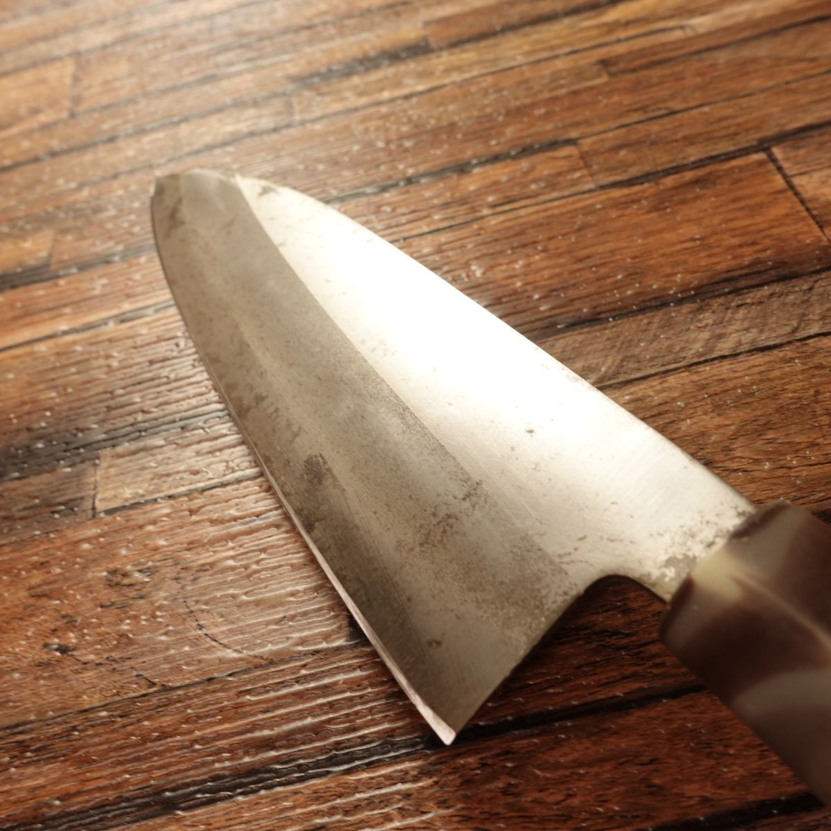 Togoro Japanese Santoku Knife, Sharpened, Marble Handle, Hagane Steel, Made by Togoro, 170mm