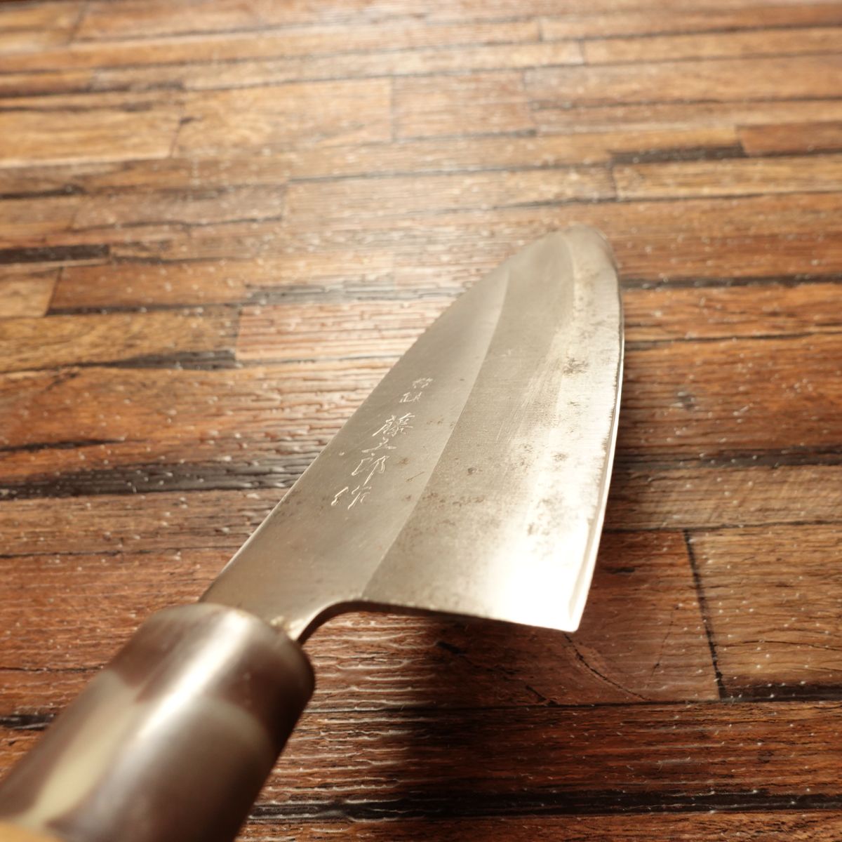 Togoro Japanese Santoku Knife, Sharpened, Marble Handle, Hagane Steel, Made by Togoro, 170mm