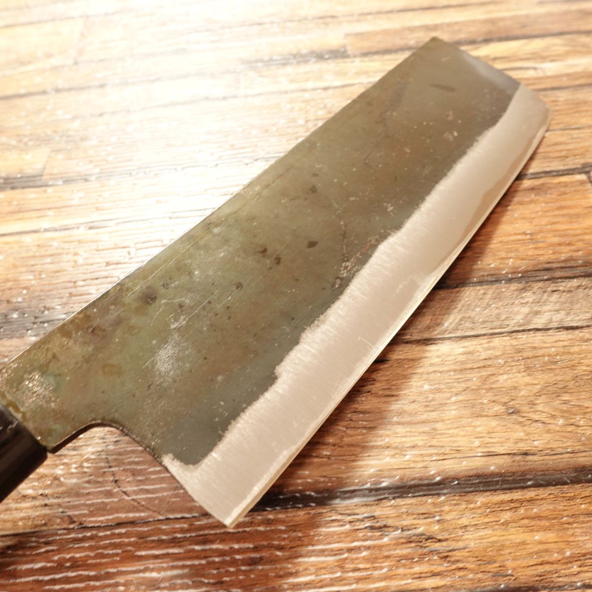 Kyusakichi Nakiri Knife, Sharpened, Kurouchi Finish, Made by Kyusakichi, Unused Stored Item, 165mm