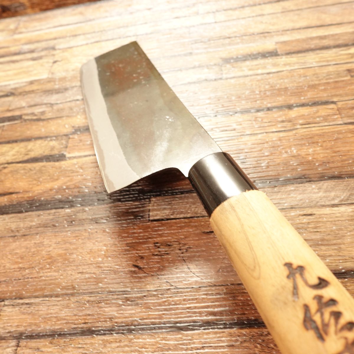 Kyusakichi Nakiri Knife, Sharpened, Kurouchi Finish, Made by Kyusakichi, Unused Stored Item, 165mm
