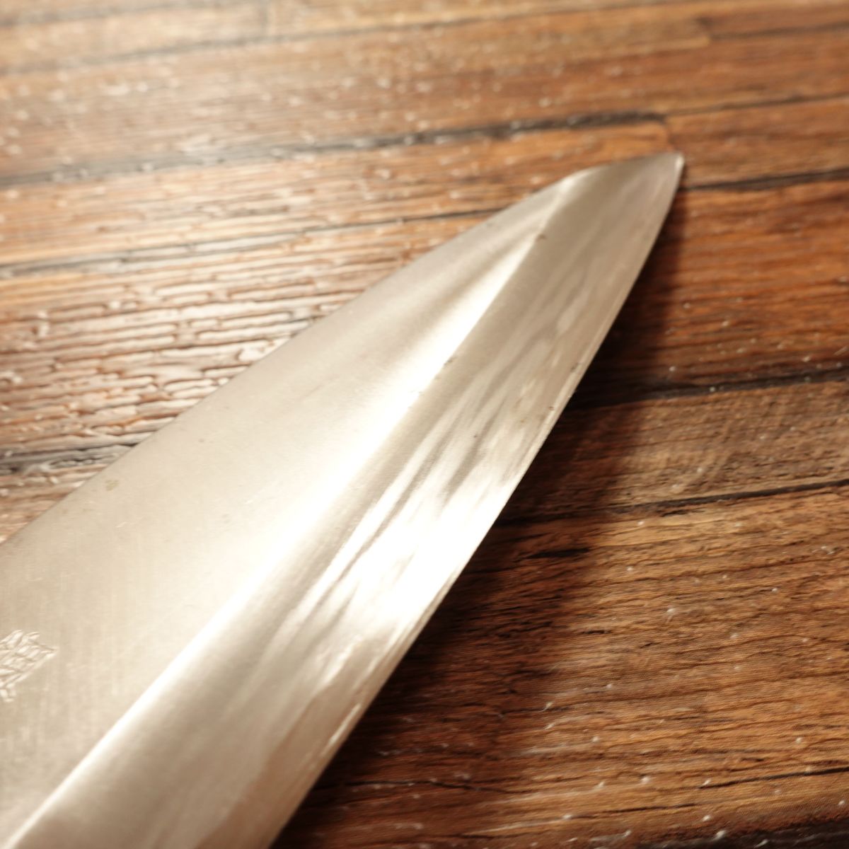 Sakai Toji Deba Knife, Sharpened, White Water Buffalo Handle, Made by Iwakuni, Hagane Steel, Single Bevel, Lightly Used, 170mm