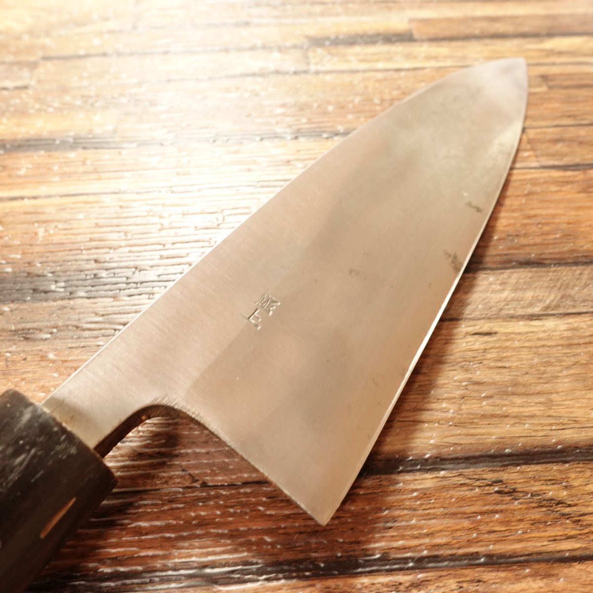 Godai Kanemitsu Deba Knife, Sharpened, Left-Handed, Water Buffalo Handle, Made by Godai Kanemitsu, Lightly Used, 180mm