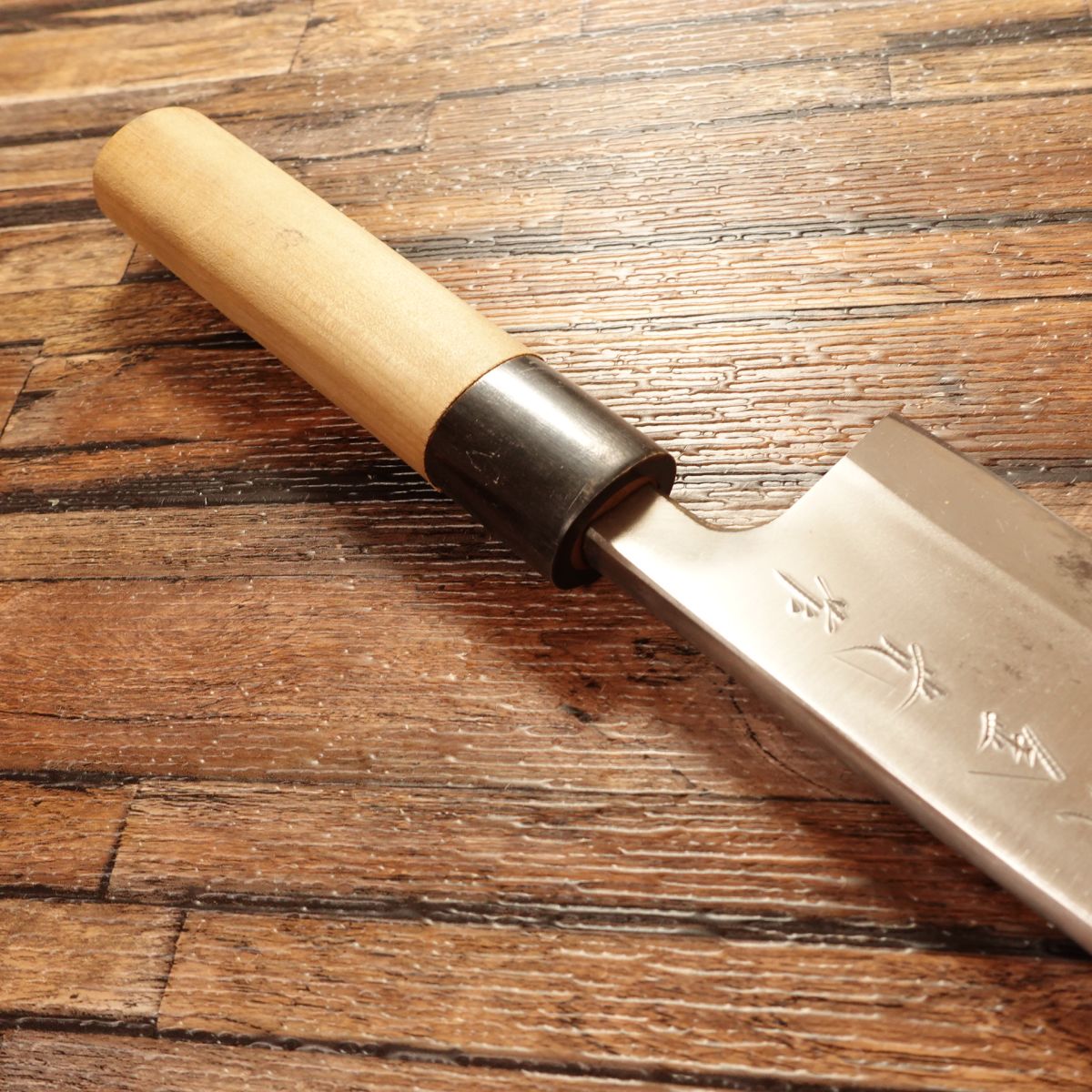 Godai Kanemitsu Deba Knife, Sharpened, Left-Handed, Water Buffalo Handle, Made by Godai Kanemitsu, Lightly Used, 180mm