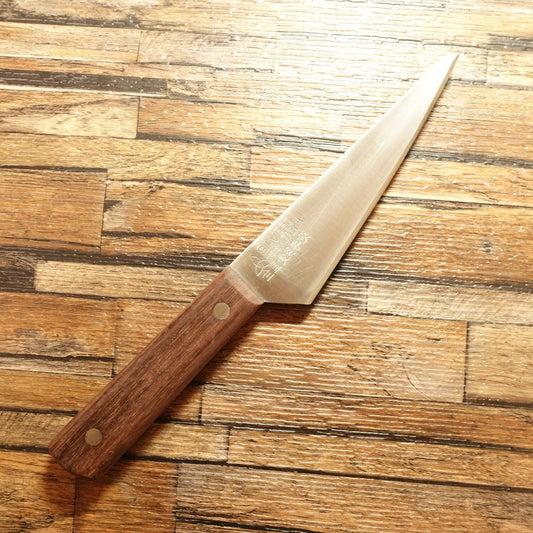 Japan National Meat School Honesuki Knife, Sharpened, Garasuki Style, SILVER, S.S. NIPPON, 130mm