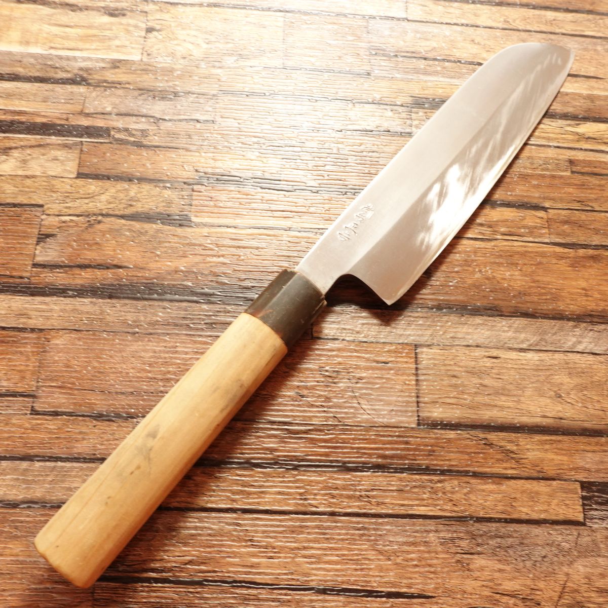 Syoudai Masayoshi Kama-Usuba Knife, Sharpened, Water Buffalo Handle, Single Bevel, Nakiri Style, 205mm