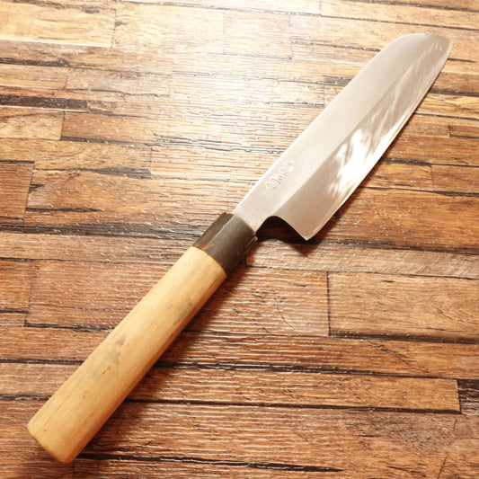 Syoudai Masayoshi Kama-Usuba Knife, Sharpened, Water Buffalo Handle, Single Bevel, Nakiri Style, 205mm