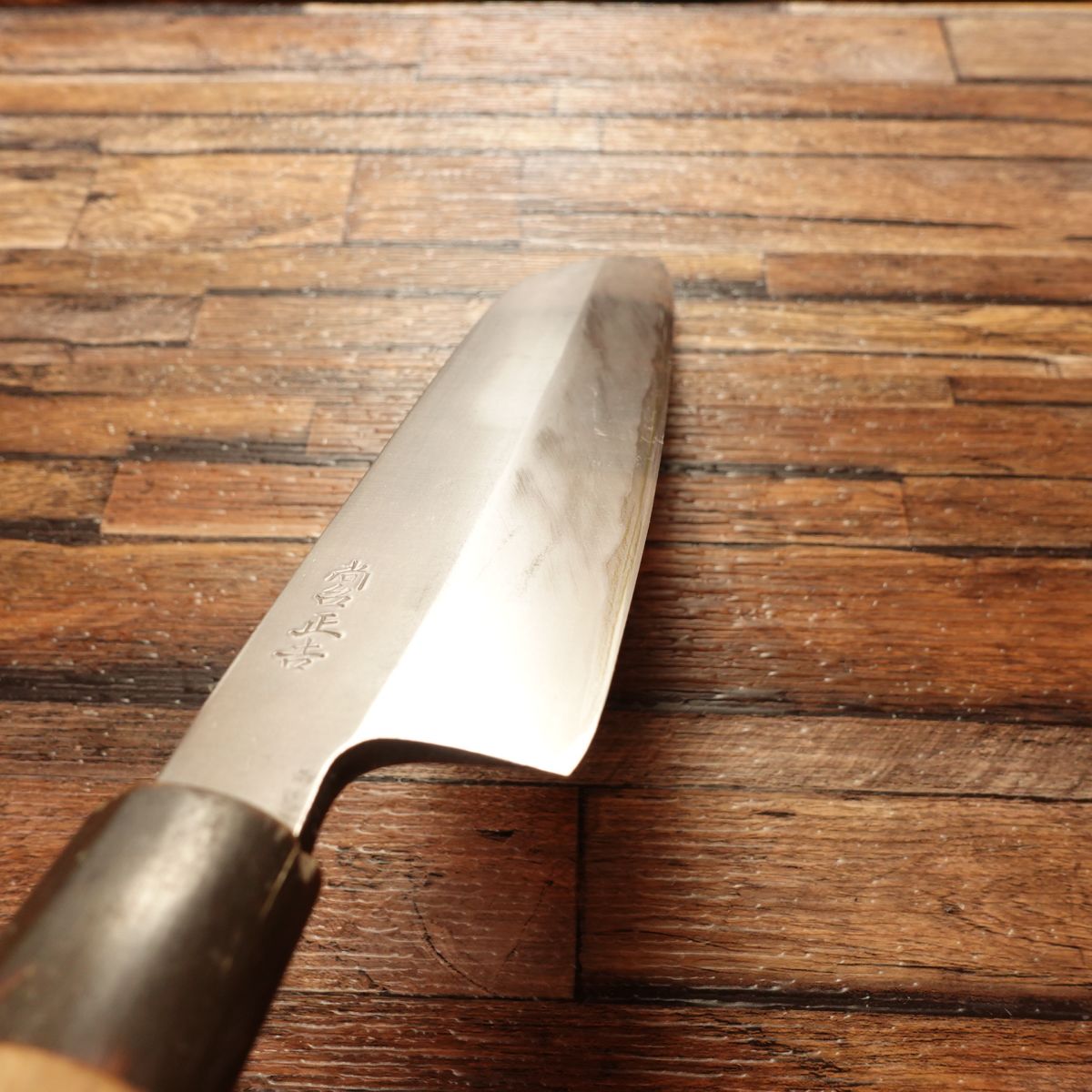 Syoudai Masayoshi Kama-Usuba Knife, Sharpened, Water Buffalo Handle, Single Bevel, Nakiri Style, 205mm