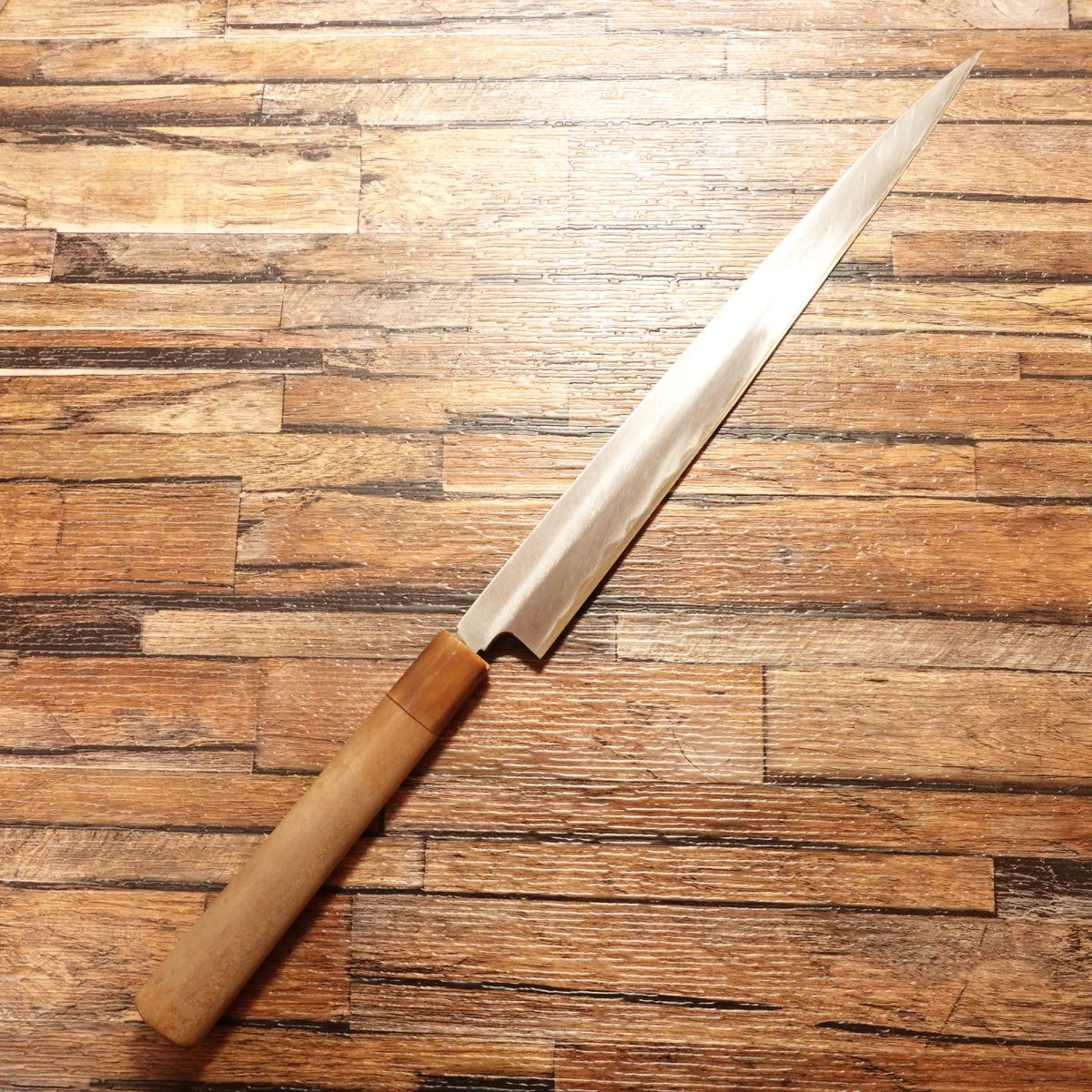 Minamoto Masayoshi Fugu-Hiki Knife, Sharpened, Sashimi Knife, Water Buffalo Handle, 265mm