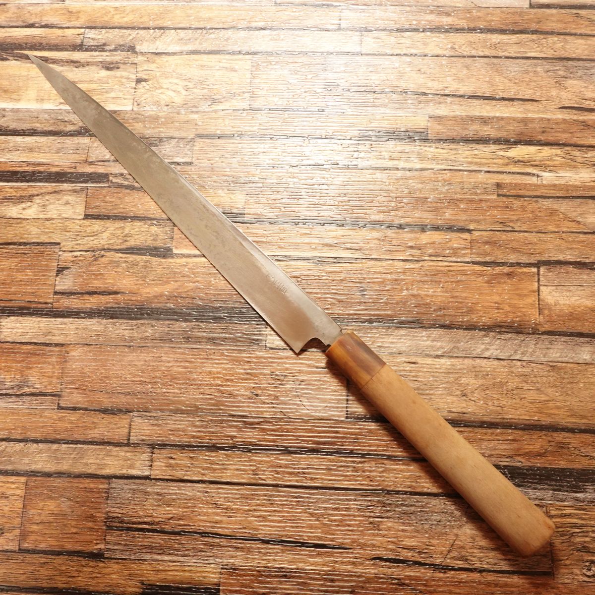 Minamoto Masayoshi Fugu-Hiki Knife, Sharpened, Sashimi Knife, Water Buffalo Handle, 265mm