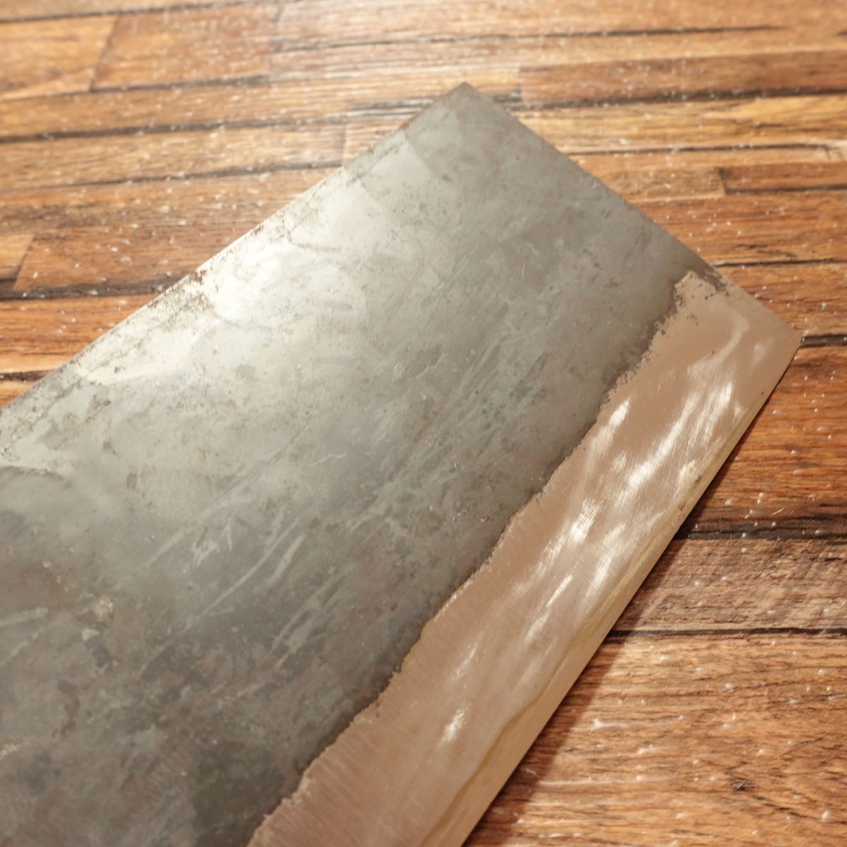 Kiya Noodle Cutter Knife, Sharpened, Kurouchi Finish, Water Buffalo Handle, Nearly Unused Stored Item, Boxed, 235mm