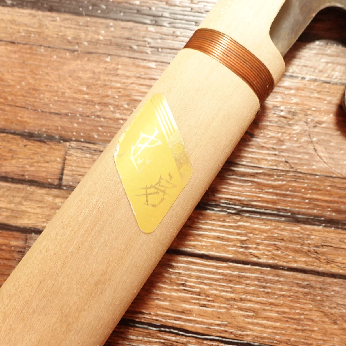 Tadafusa Noodle Cutter Knife, Sharpened, Kurouchi Finish, “Tora” Engraving, Nearly Unused Stored Item, Boxed, 215mm