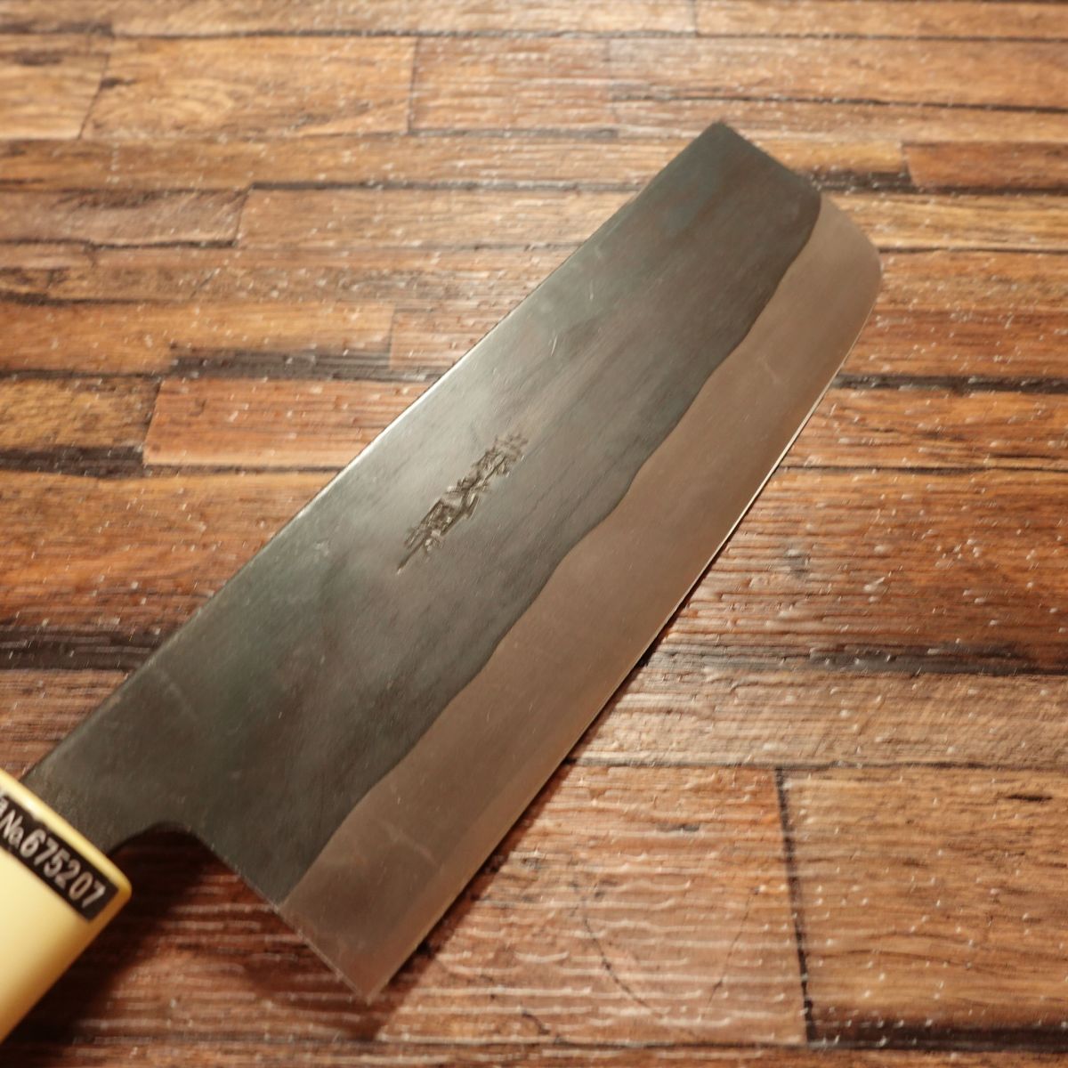 Goro Mitsukuni Nakiri Knife, Sharpened, Kurouchi Finish, Made by Goro Mitsukuni, Yasuki Steel, Unused Stored Item, 165mm