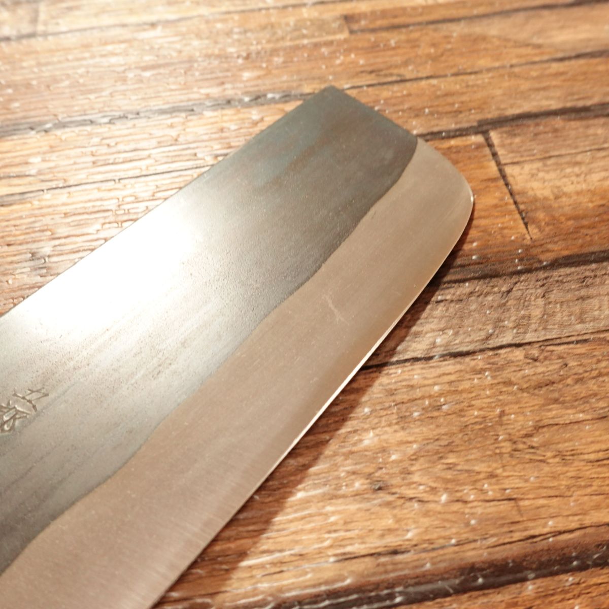 Goro Mitsukuni Nakiri Knife, Sharpened, Kurouchi Finish, Made by Goro Mitsukuni, Yasuki Steel, Unused Stored Item, 165mm