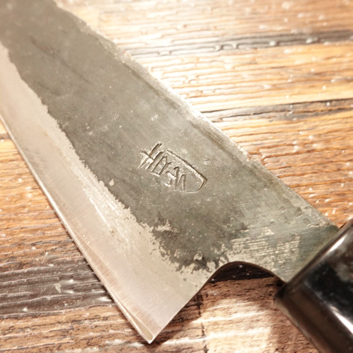 Yoshimitsu Aji-Kiri Knife, Sharpened, Kurouchi Finish, Small Deba Knife, Hagane Steel, Shimabara Yoshimitsu, 120mm