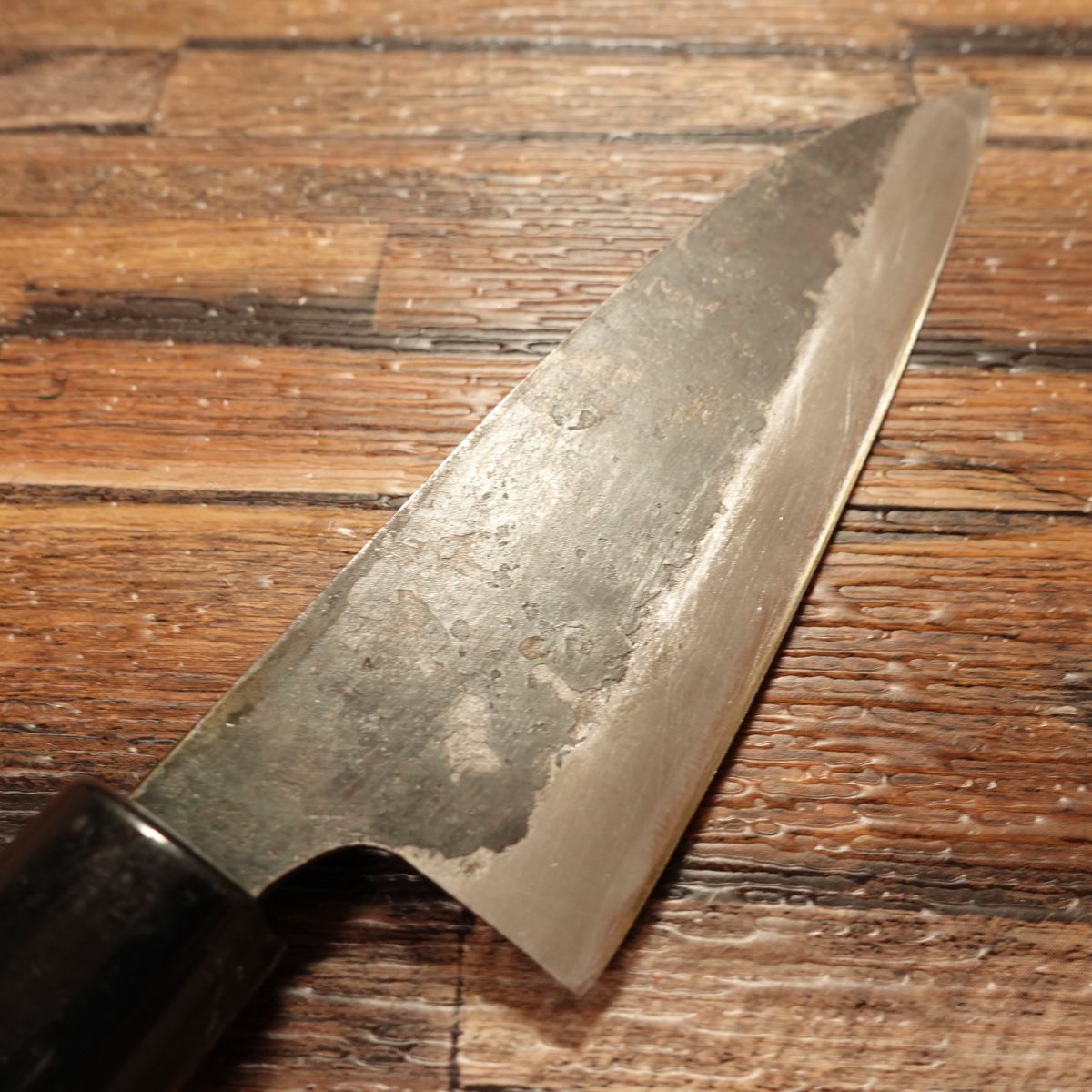 Yoshimitsu Aji-Kiri Knife, Sharpened, Kurouchi Finish, Small Deba Knife, Hagane Steel, Shimabara Yoshimitsu, 120mm
