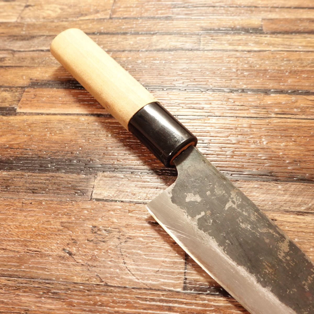 Yoshimitsu Aji-Kiri Knife, Sharpened, Kurouchi Finish, Small Deba Knife, Hagane Steel, Shimabara Yoshimitsu, 120mm