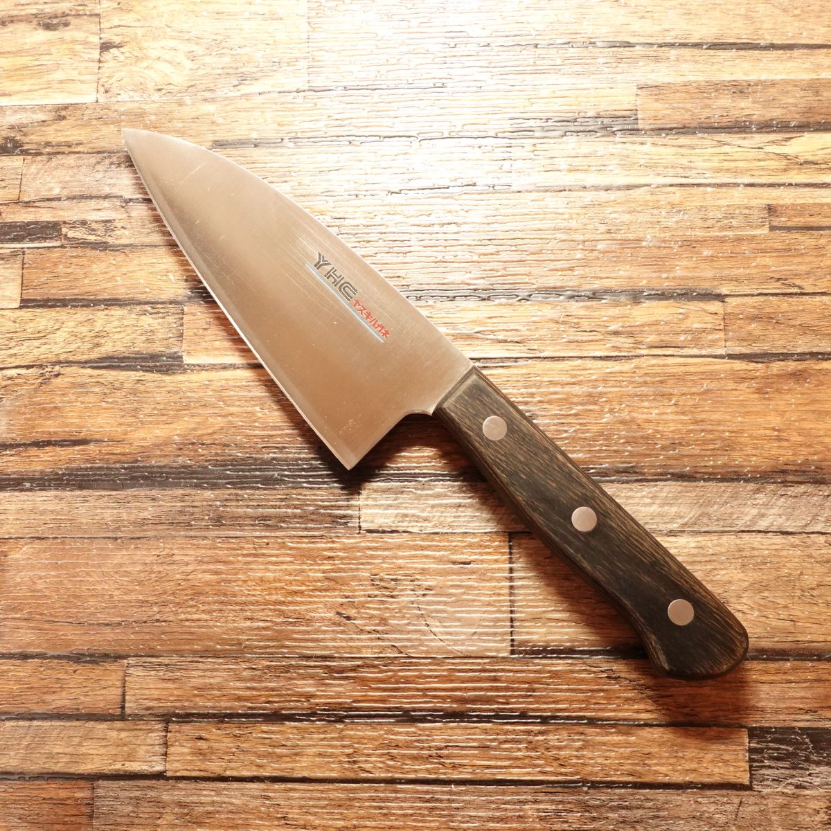 Munemitsu Deba Knife, Sharpened, Medium Deba, Silver Paper No. 3, Nearly Single‑Bevel, Yasuki Steel, YHC G‑90, 135 mm