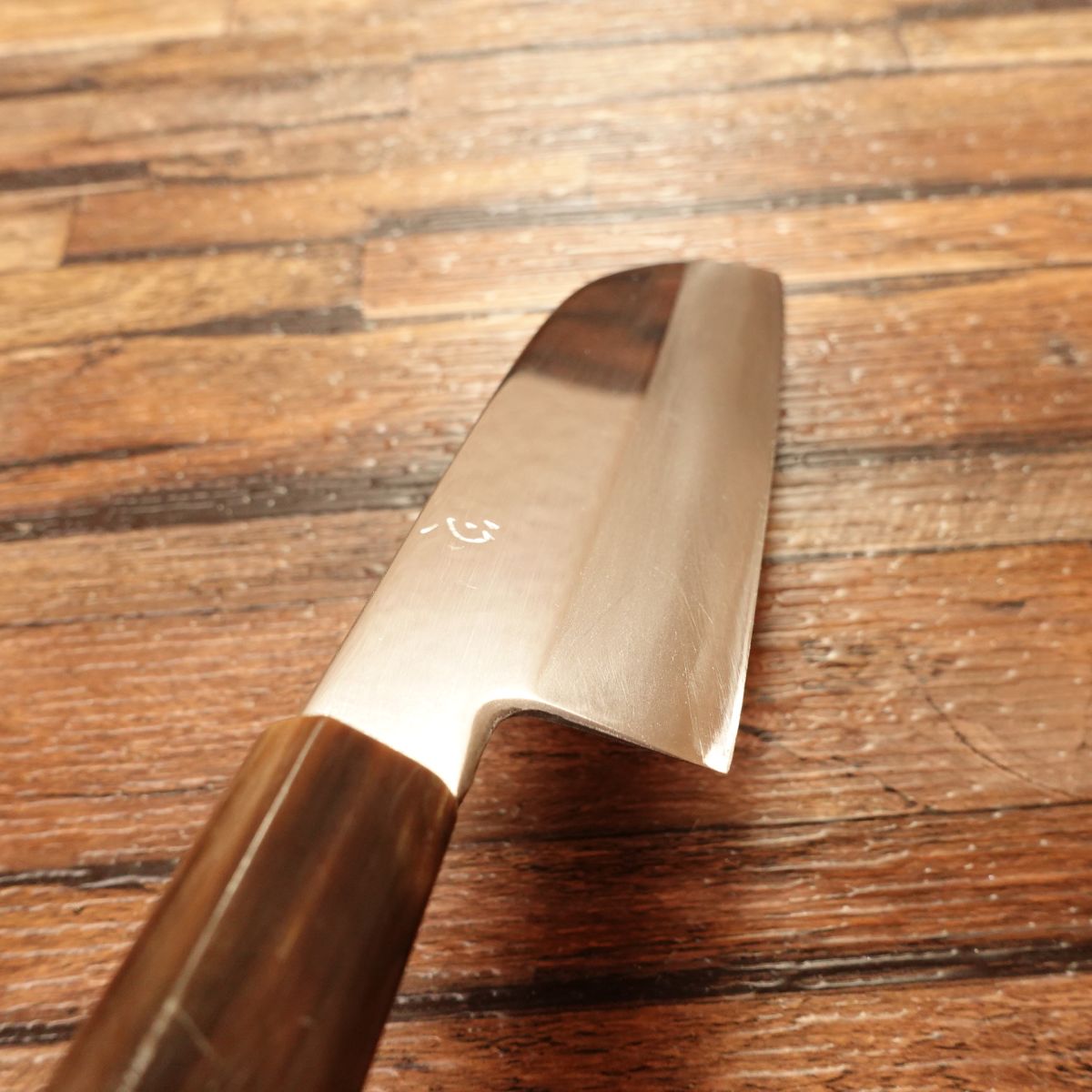 [HYPER REBORN] Masayoshi Mukimono Knife, Sharpened, Water Buffalo Handle, “Kokoro”, Mirror Finish, Peeling Knife, 125mm