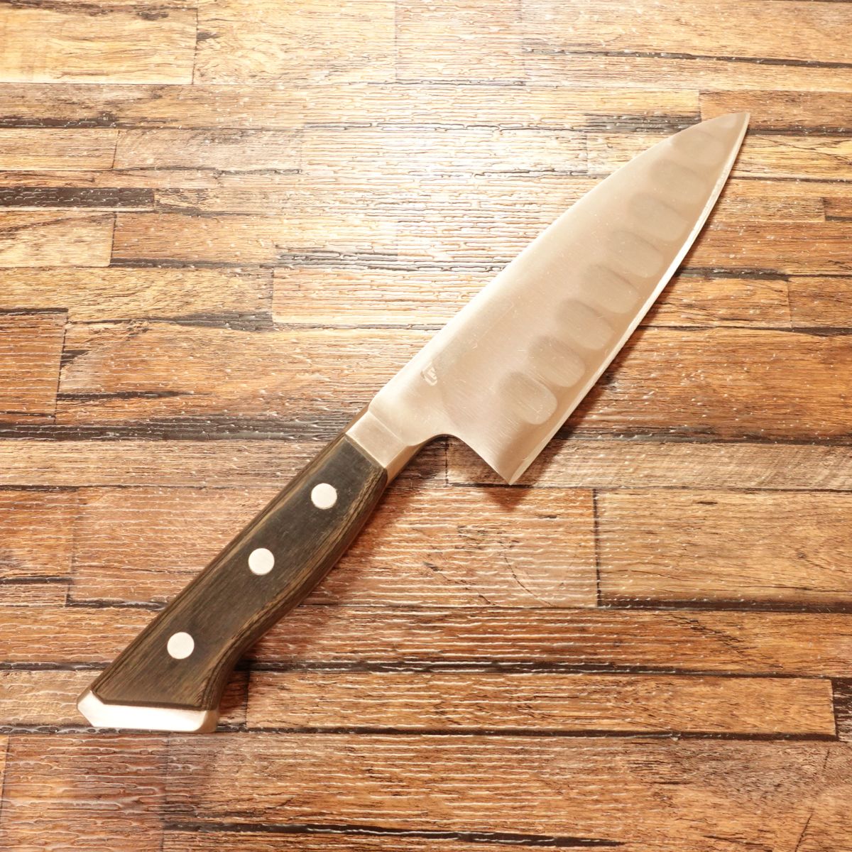 Glestain Western Deba Knife, Sharpened, All-Purpose, Santoku Style, Dimpled, Semi-Single Bevel, 160mm