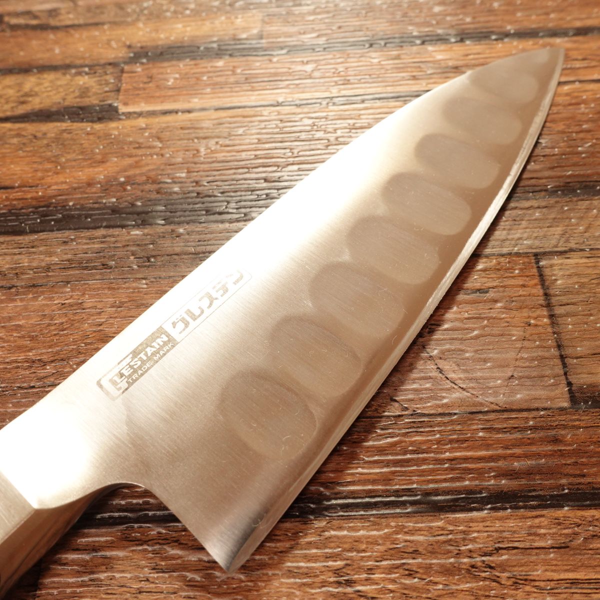 Glestain Western Deba Knife, Sharpened, All-Purpose, Santoku Style, Dimpled, Semi-Single Bevel, 160mm