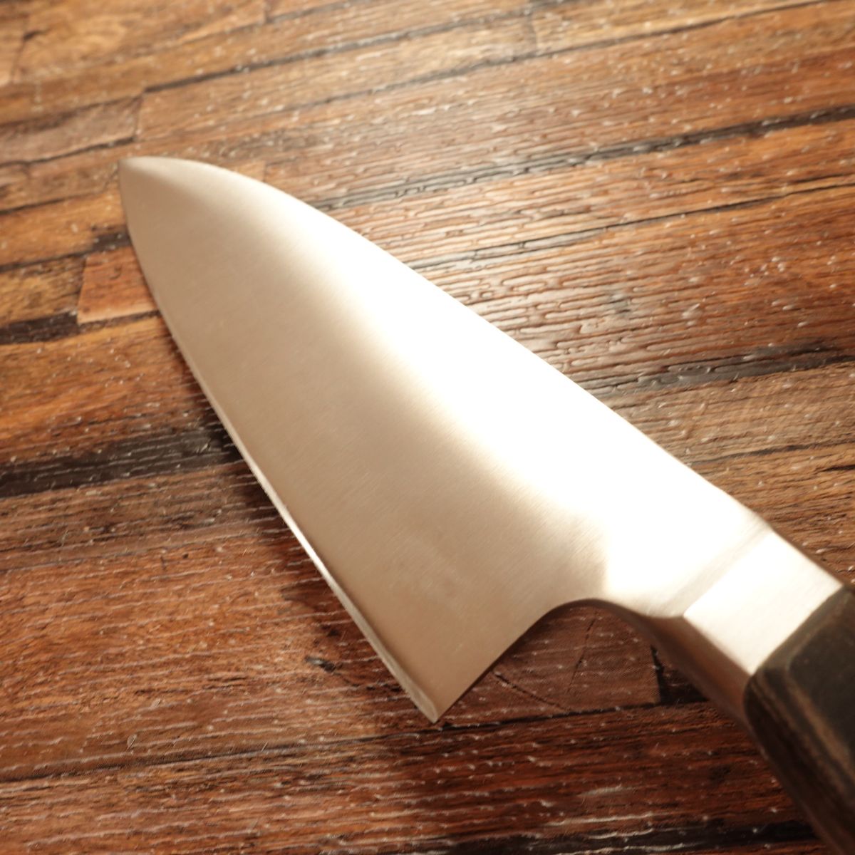 Glestain Western Deba Knife, Sharpened, All-Purpose, Santoku Style, Dimpled, Semi-Single Bevel, 160mm