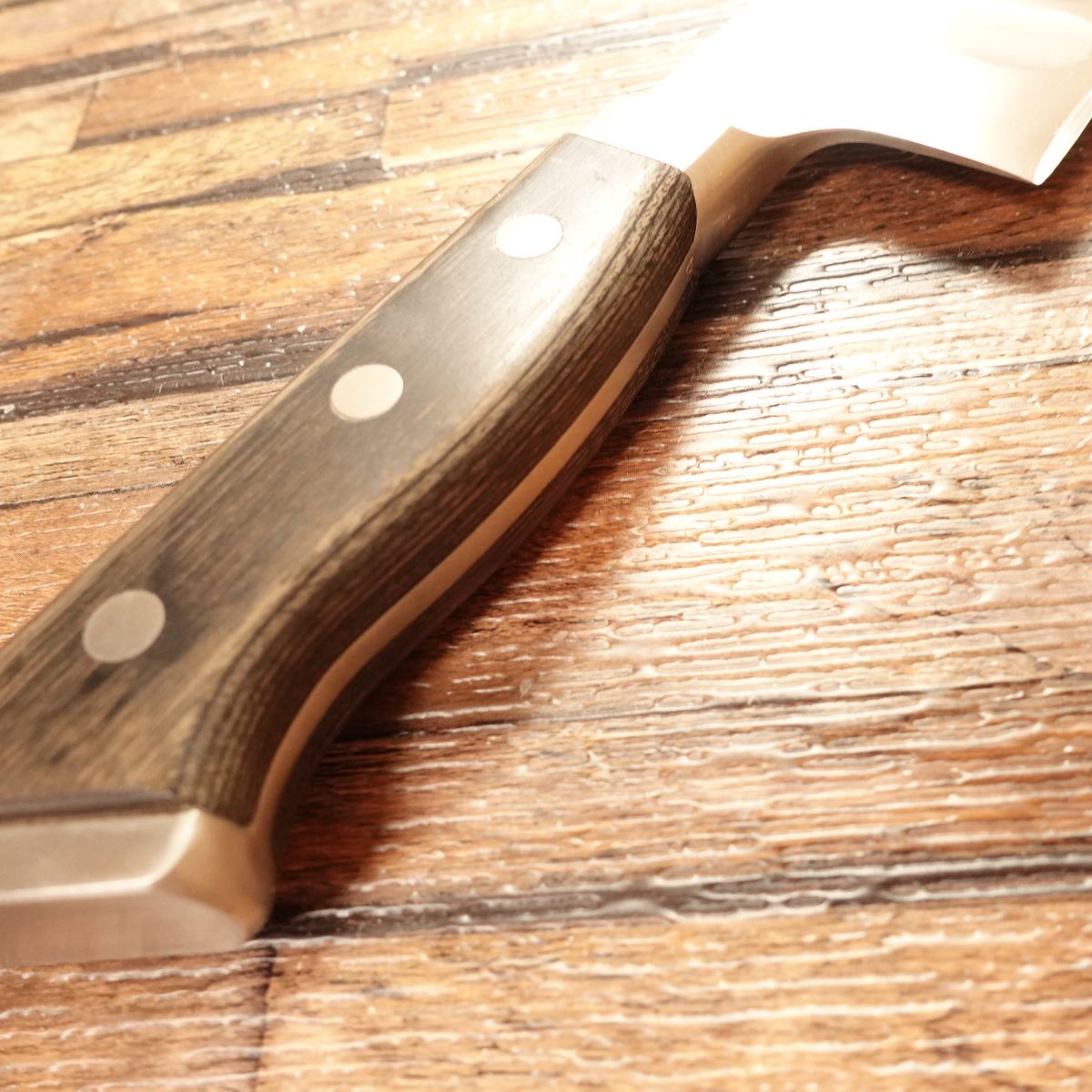 Glestain Western Deba Knife, Sharpened, All-Purpose, Santoku Style, Dimpled, Semi-Single Bevel, 160mm