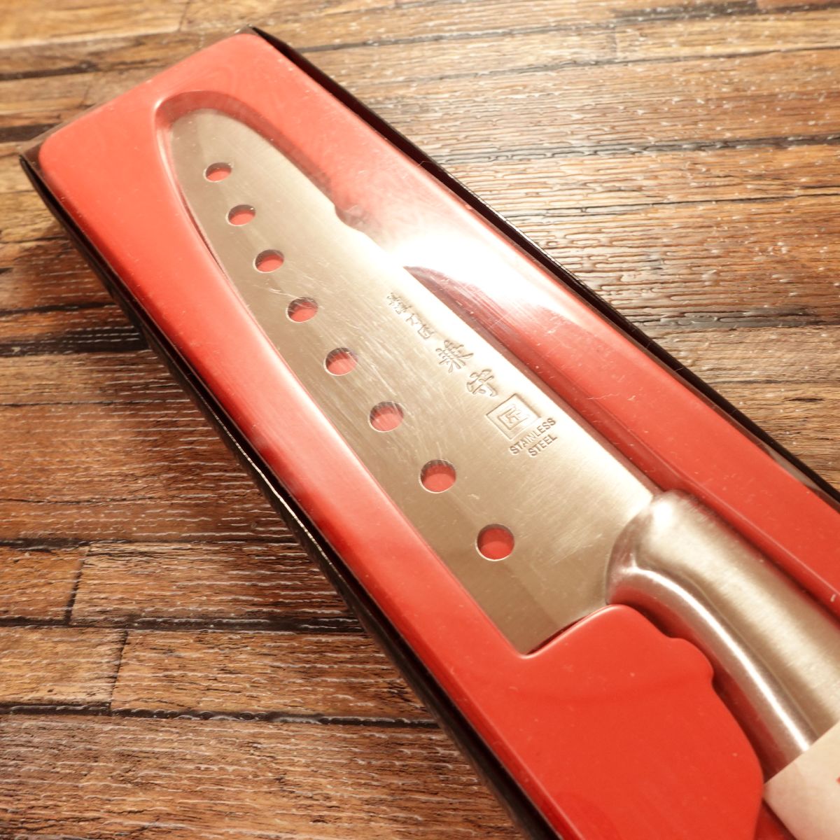 Tosho Kanemori Santoku Knife, All-Purpose Knife, Stainless Steel, Perforated, Takumi, Unused, 170mm