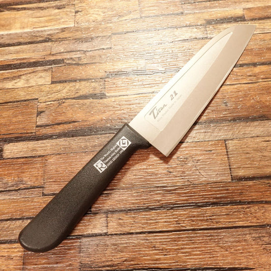 Titan21 Santoku Knife, Sharpened, All-Purpose Knife, Titanium Silver, Good Design Award, Nearly Unused, 170mm